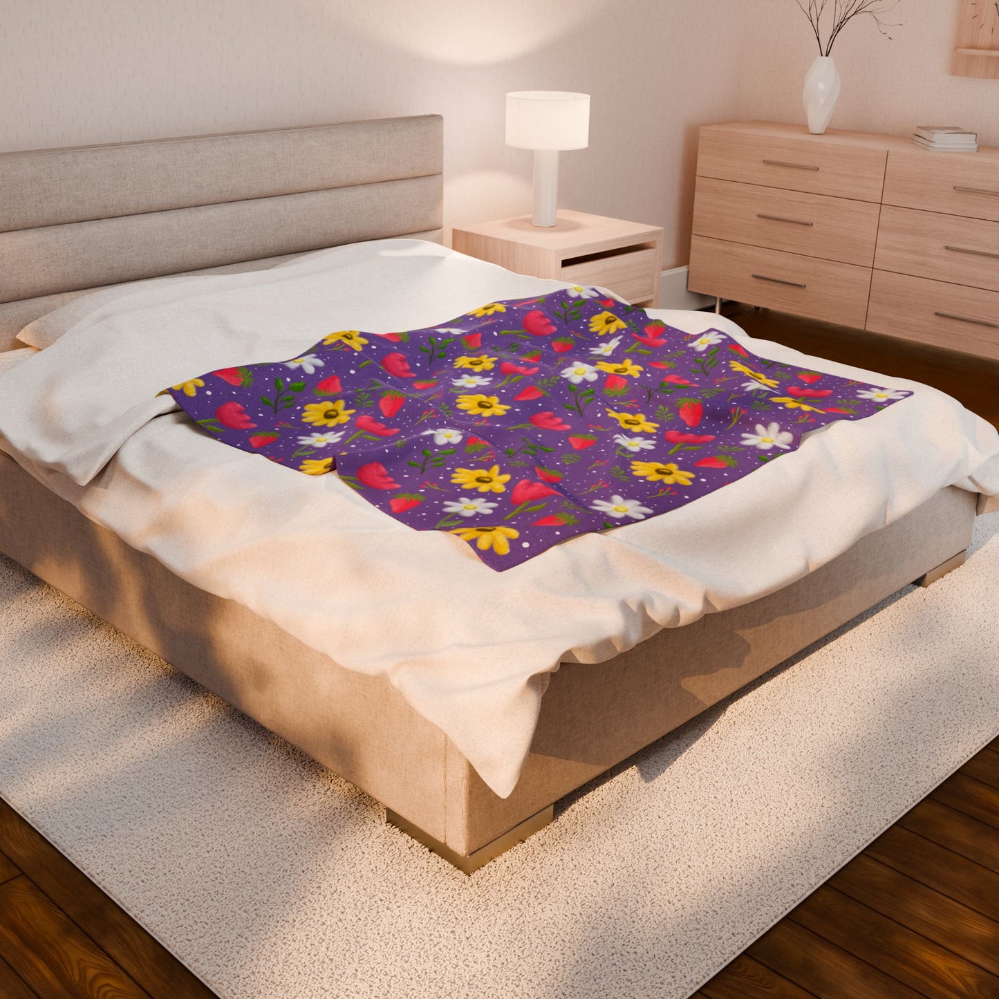 Berry Floral Velveteen Plush Blanket