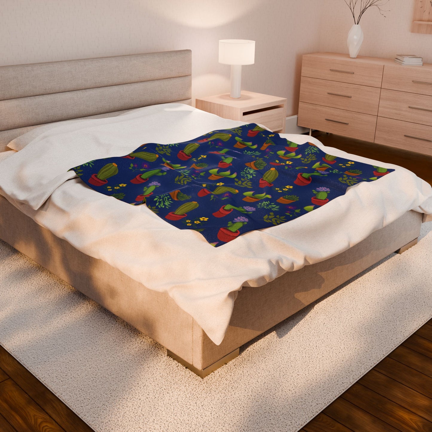 Cactus and Friends Velveteen Plush Blanket
