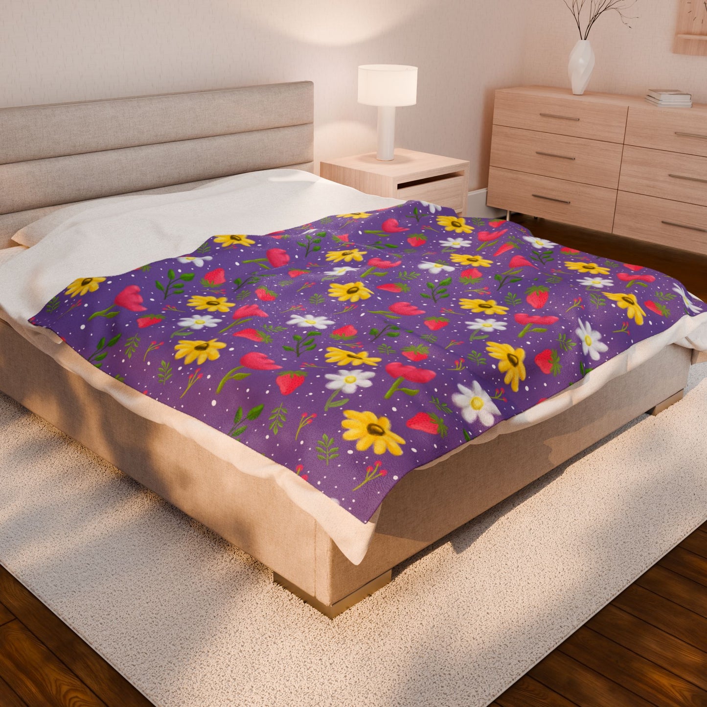 Berry Floral Velveteen Plush Blanket