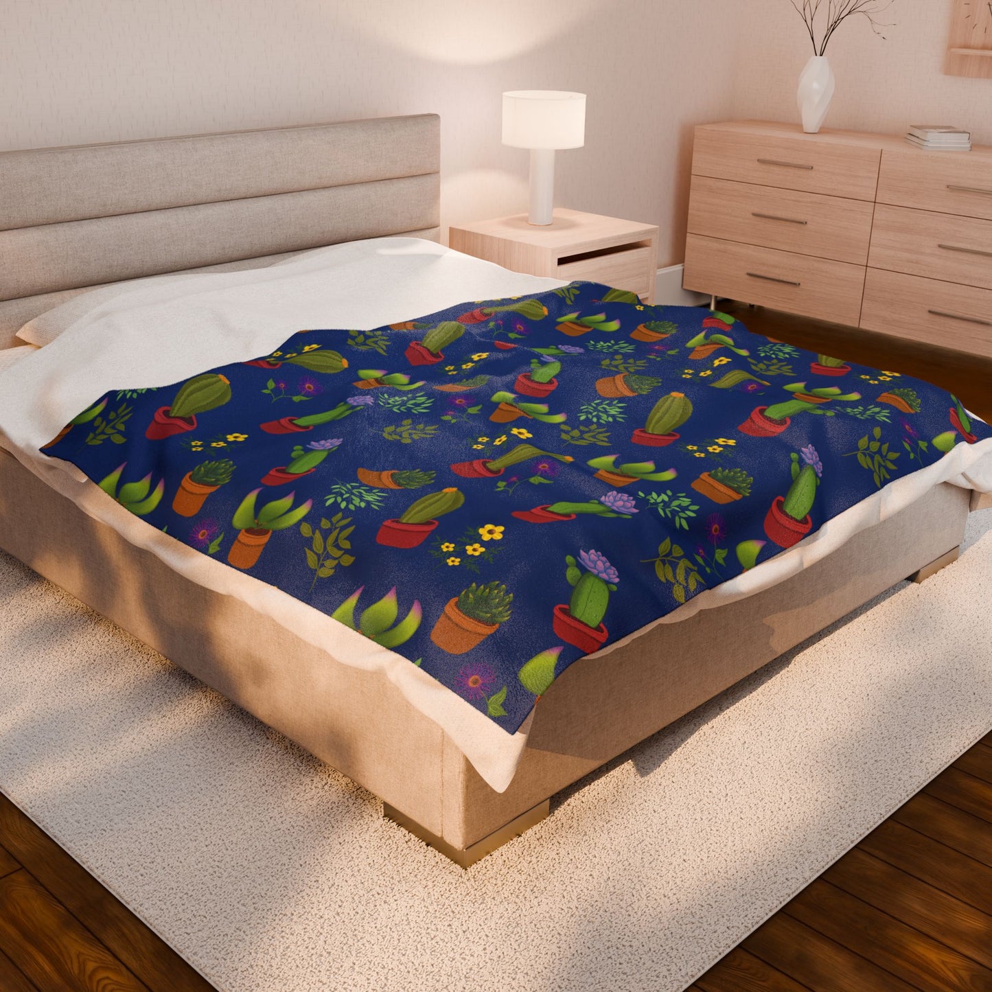 Cactus and Friends Velveteen Plush Blanket