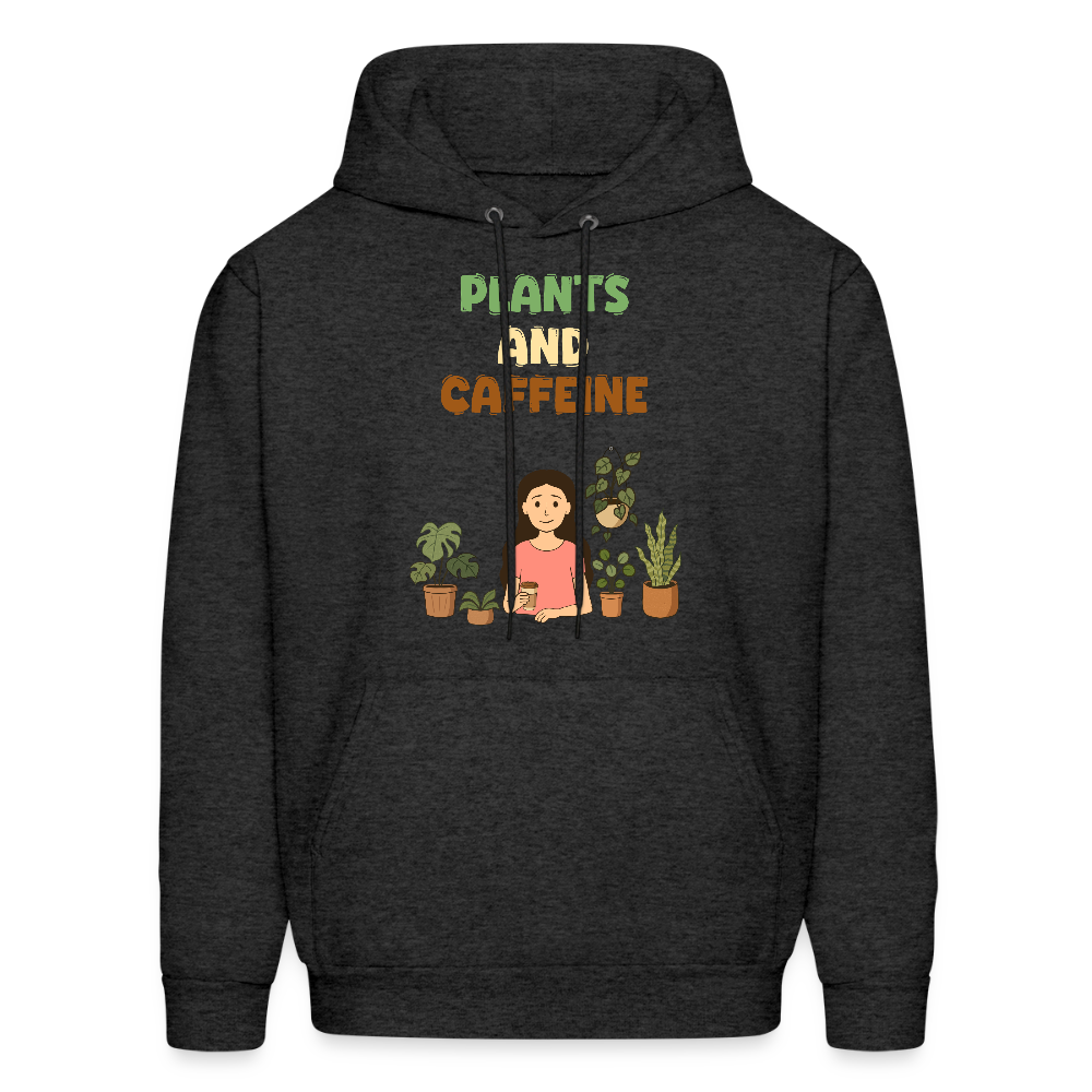 Plants and Caffeine: Cozy Botanical Hoodie - charcoal grey