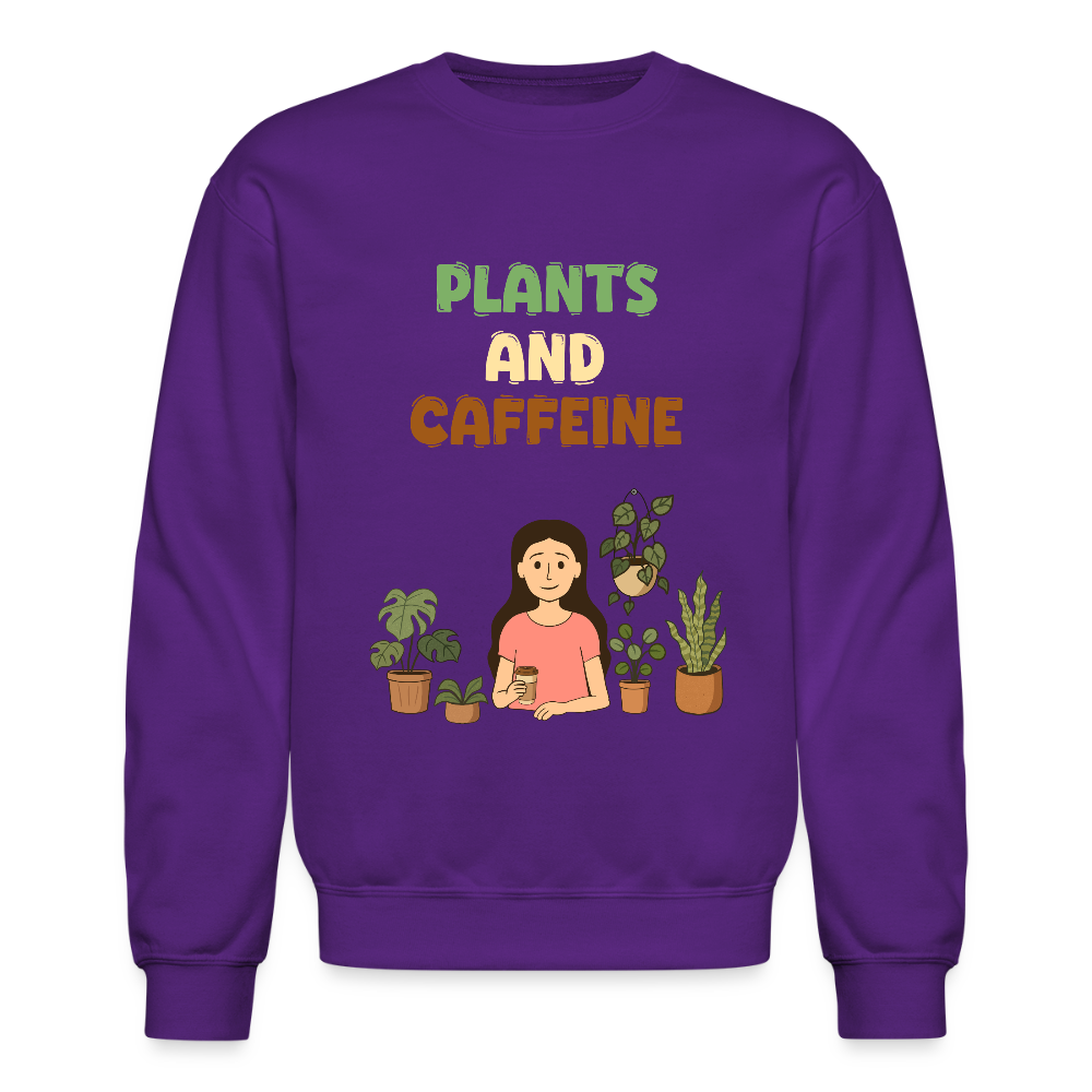 Plants and Caffeine: Botanical Crewneck Sweater - purple