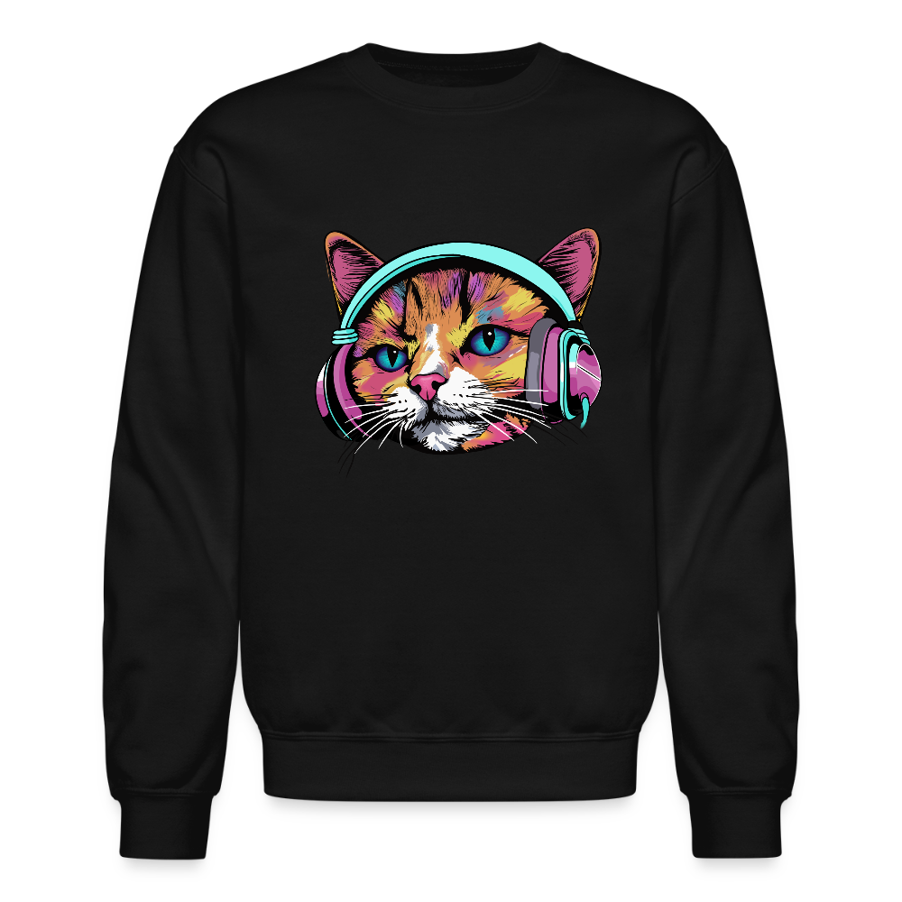 Beat Drop Cat Sweatshirt - black