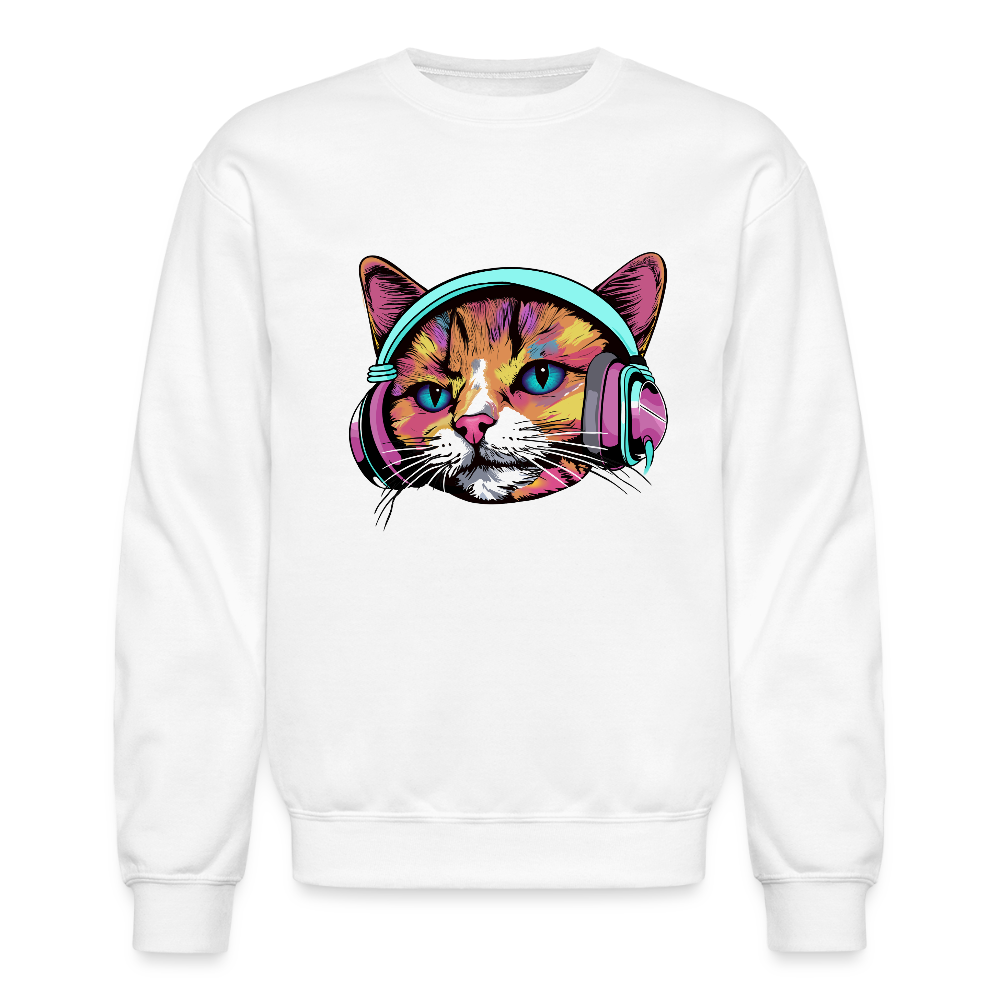 Beat Drop Cat Sweatshirt - white