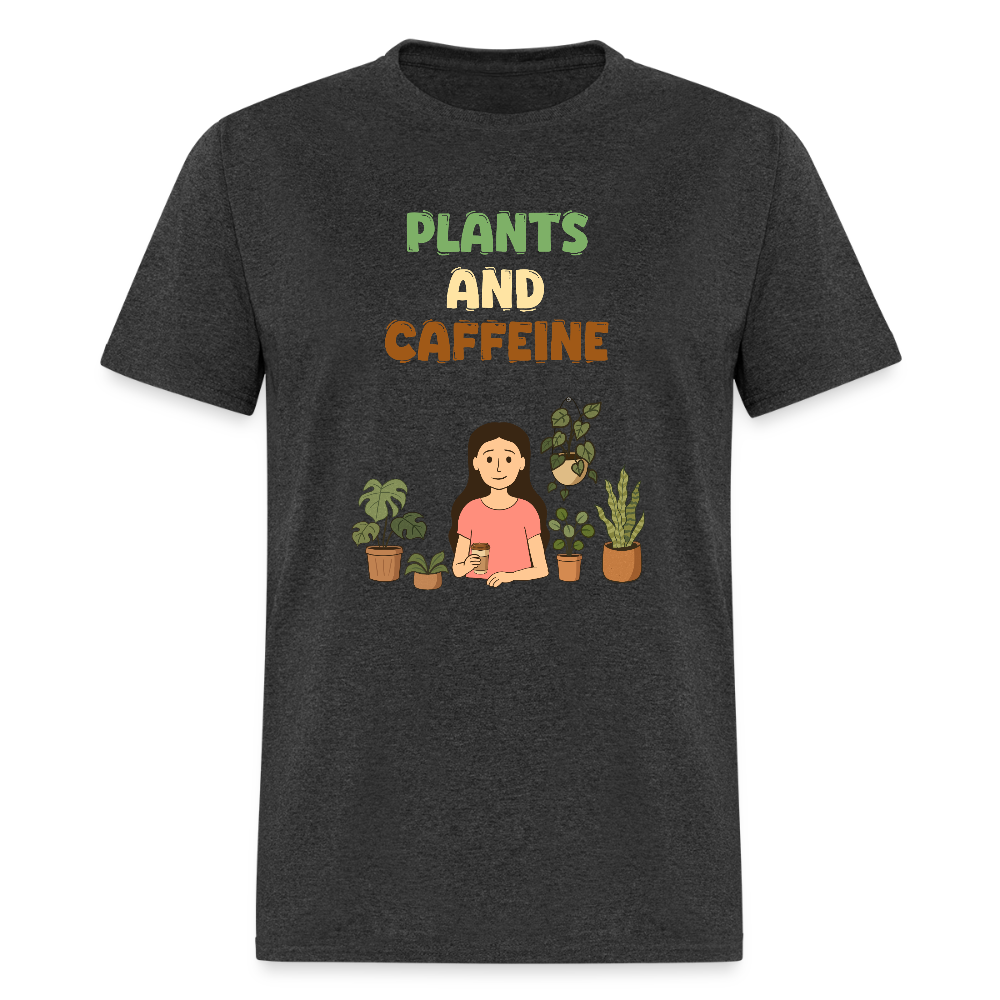 Plants and Caffeine: Botanical Graphic T-Shirt - heather black