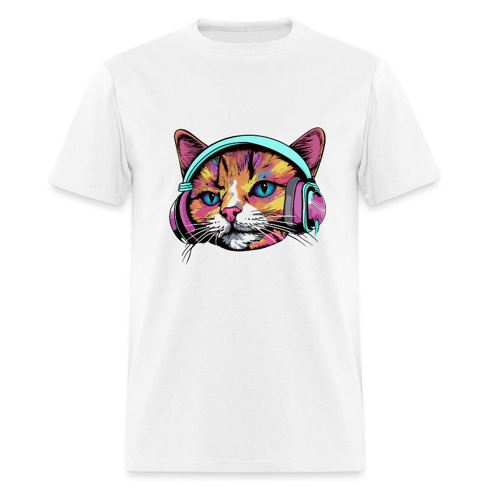 Beat Drop Cat T-Shirt - white