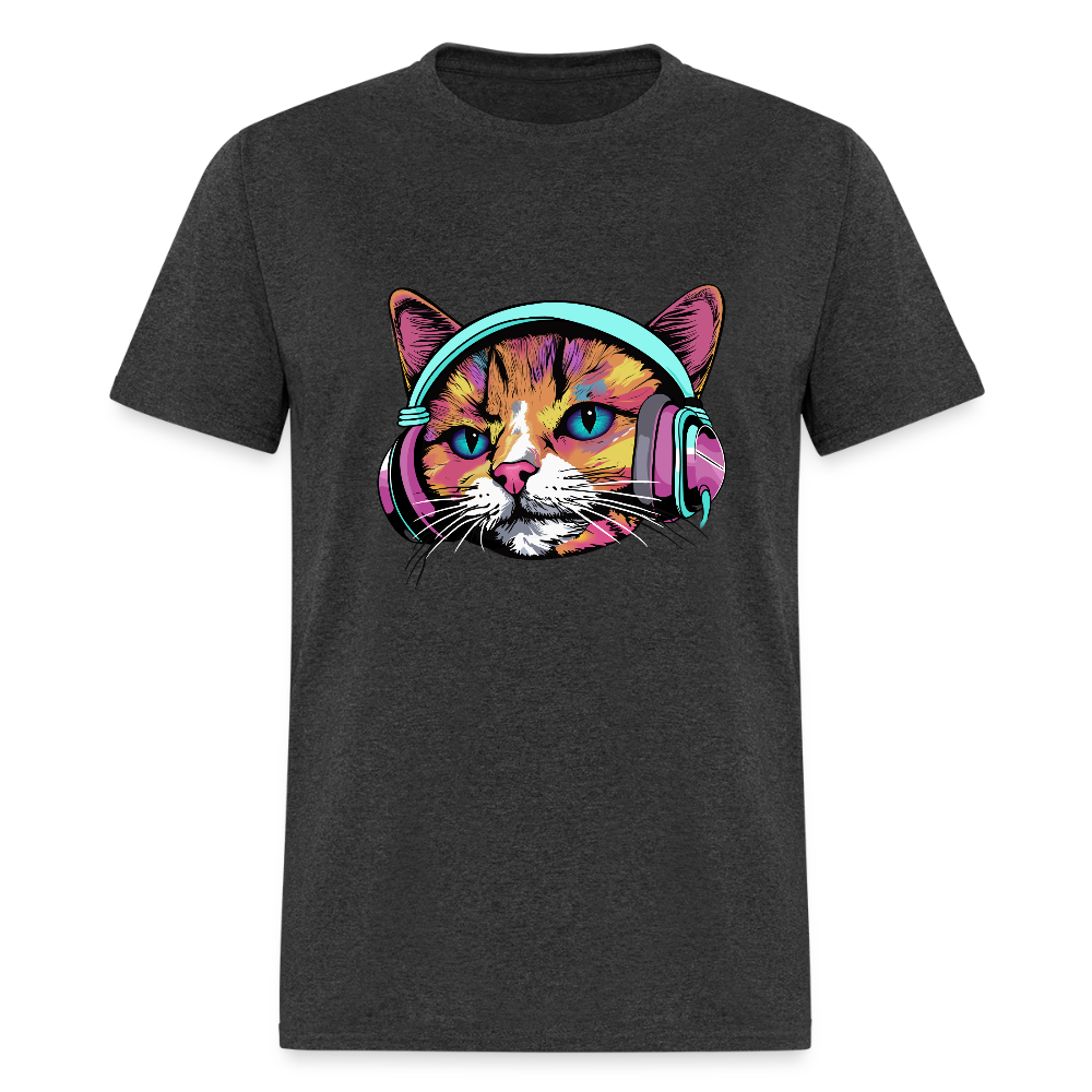 Beat Drop Cat T-Shirt - heather black