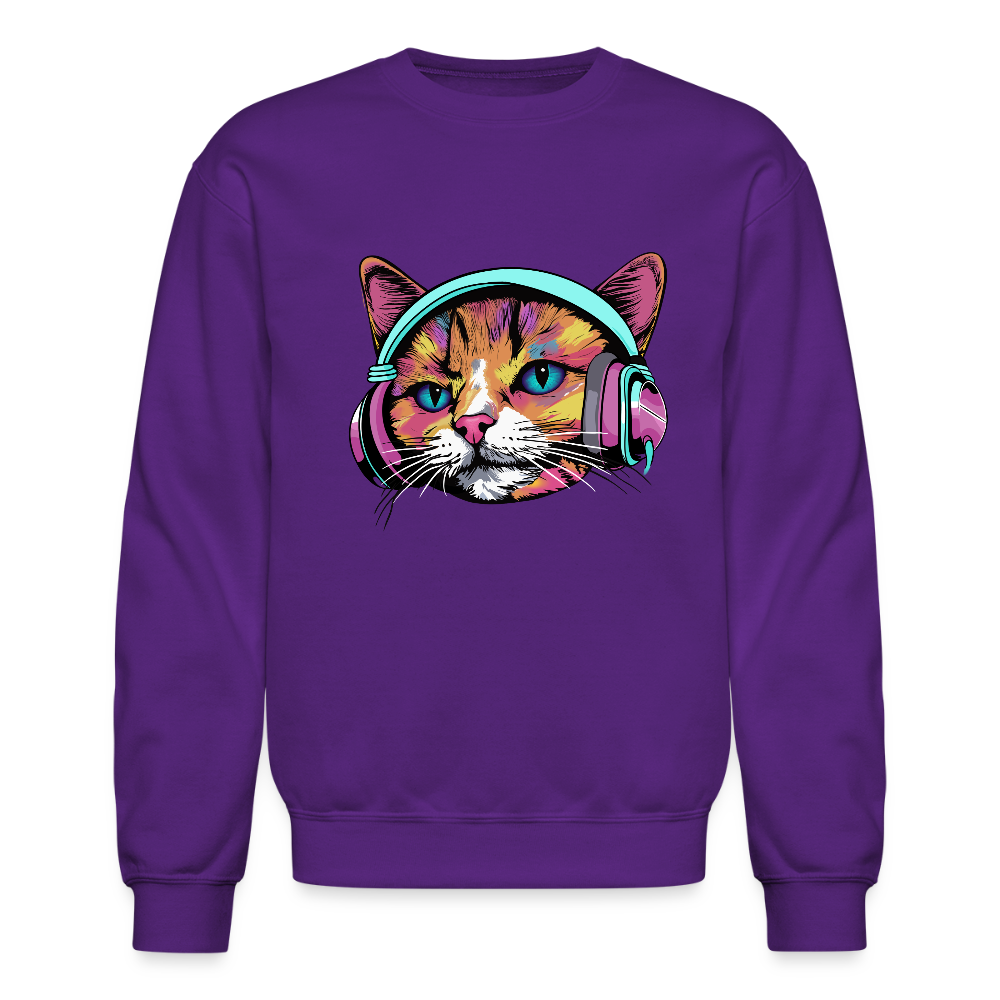 Beat Drop Cat Sweatshirt - purple
