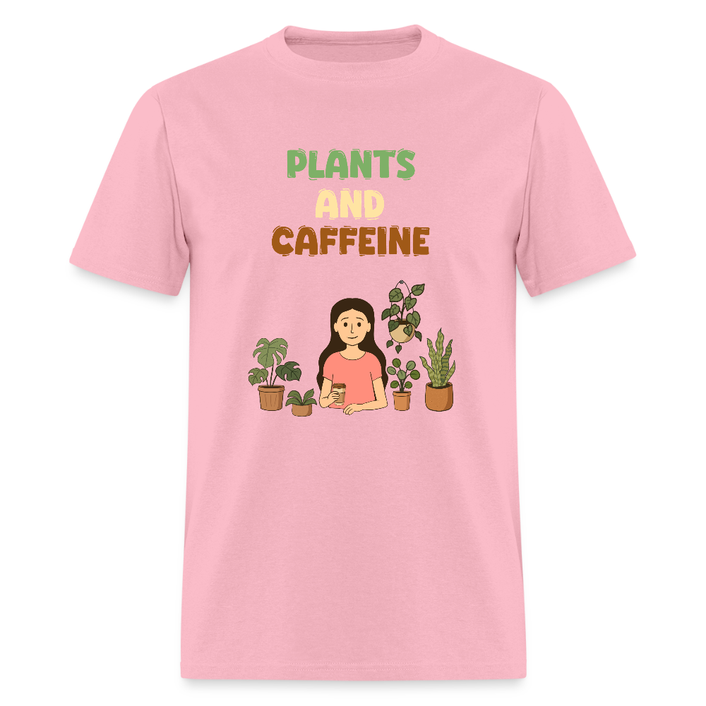 Plants and Caffeine: Botanical Graphic T-Shirt - pink