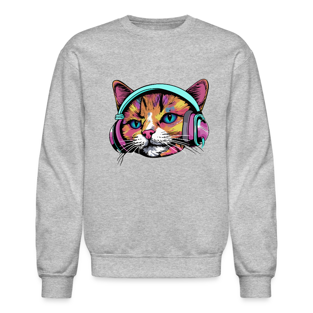Beat Drop Cat Sweatshirt - heather gray