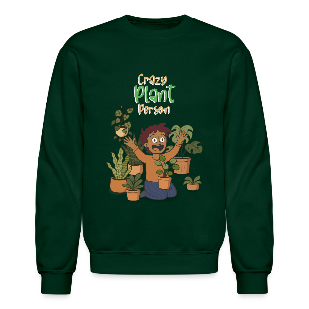 Crazy Plant Person Crewneck Sweatshirt - forest green