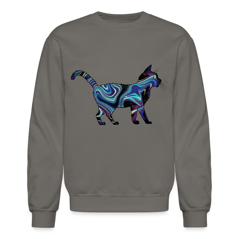 Cosmic Cat Crewneck Sweatshirt - asphalt gray