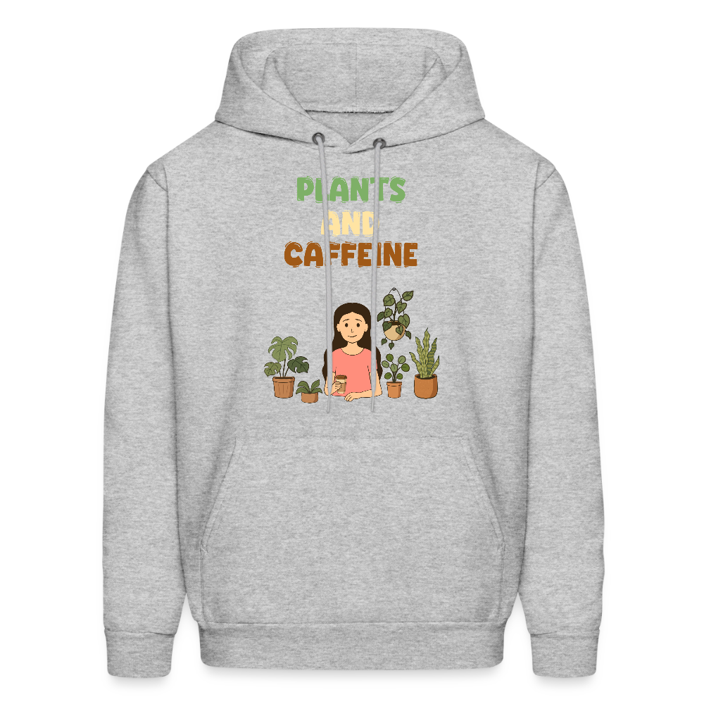 Plants and Caffeine: Cozy Botanical Hoodie - heather gray