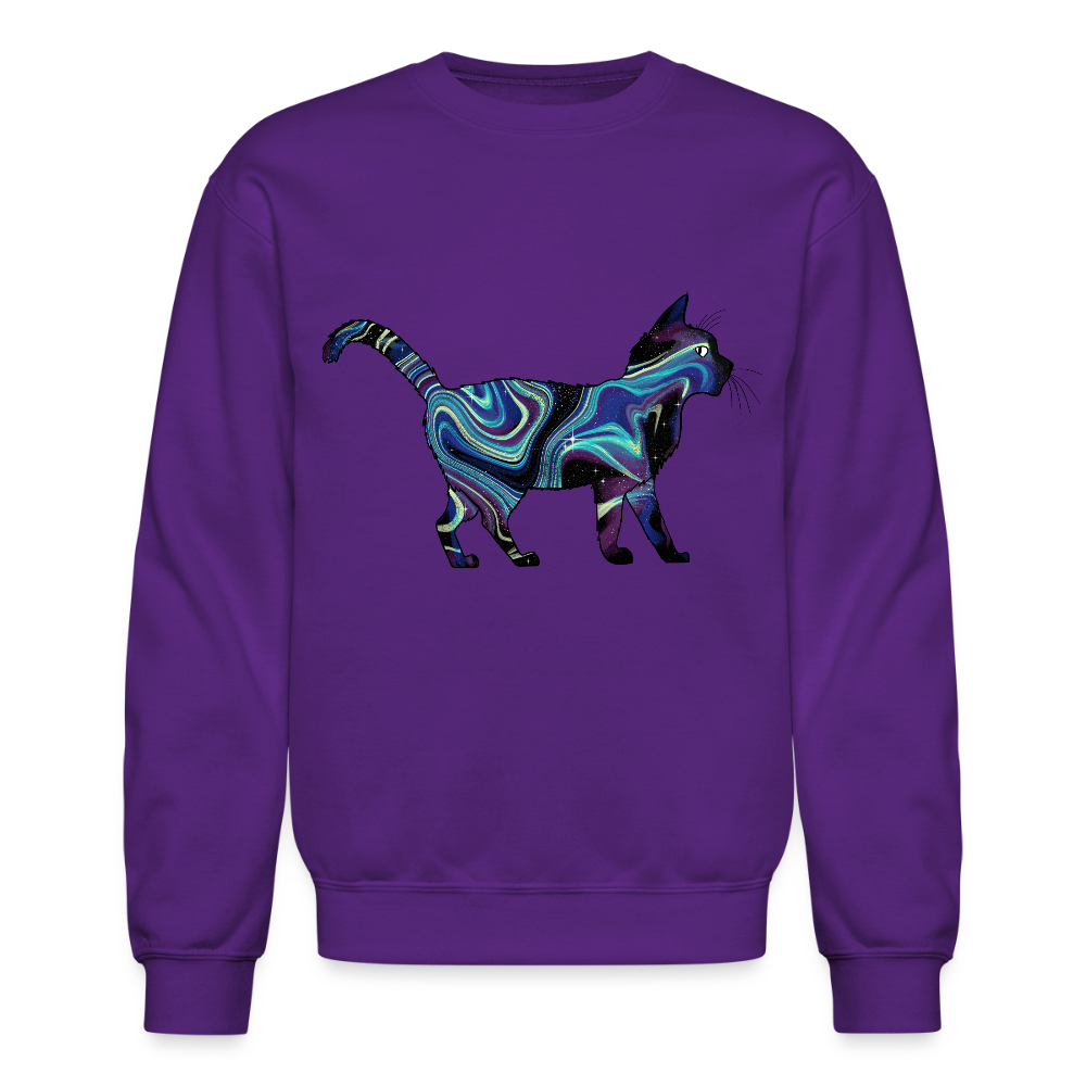 Cosmic Cat Crewneck Sweatshirt - purple