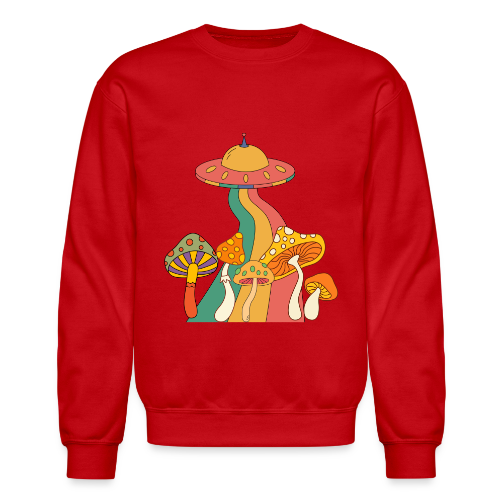 Space Mushies Crewneck Sweatshirt - red
