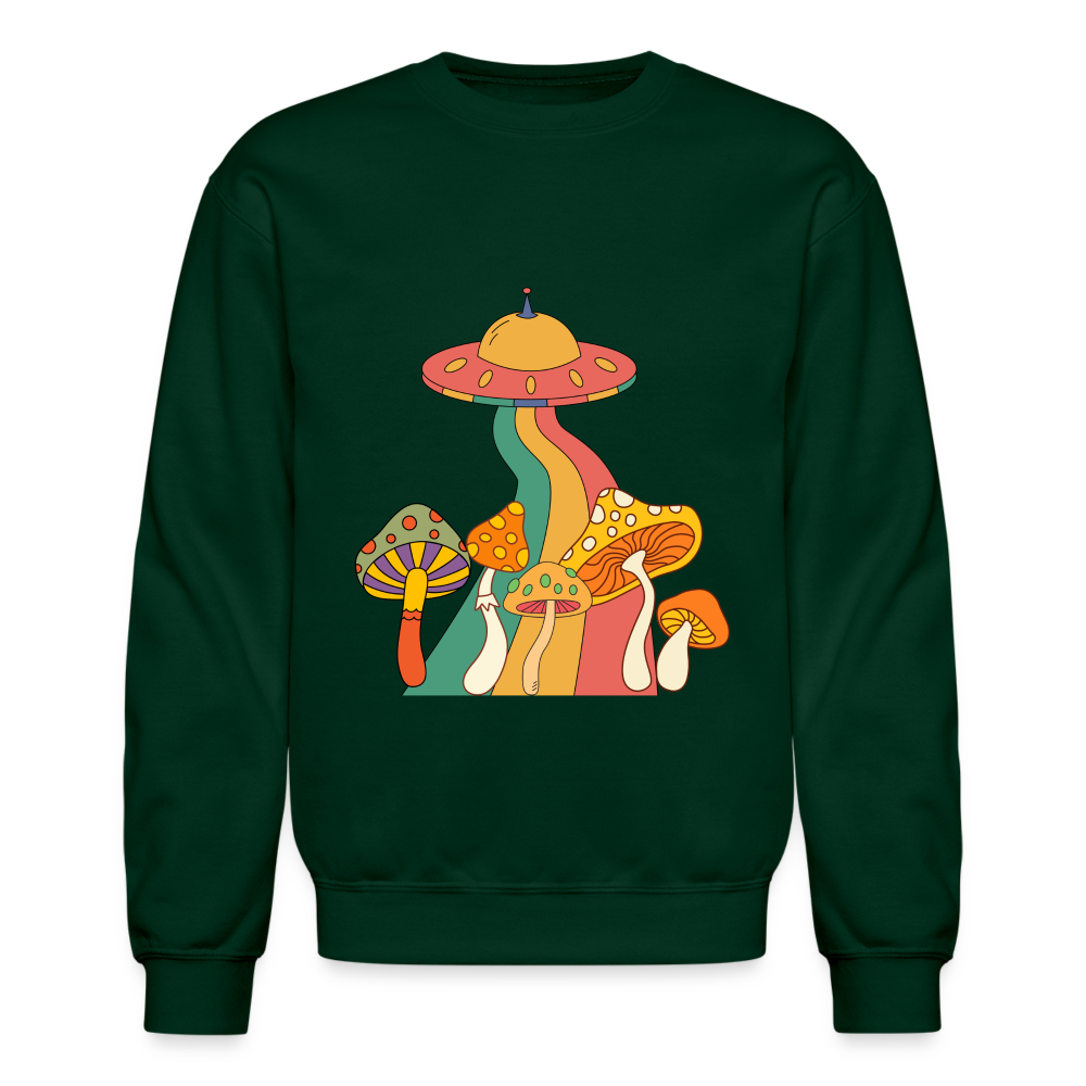 Space Mushies Crewneck Sweatshirt - forest green