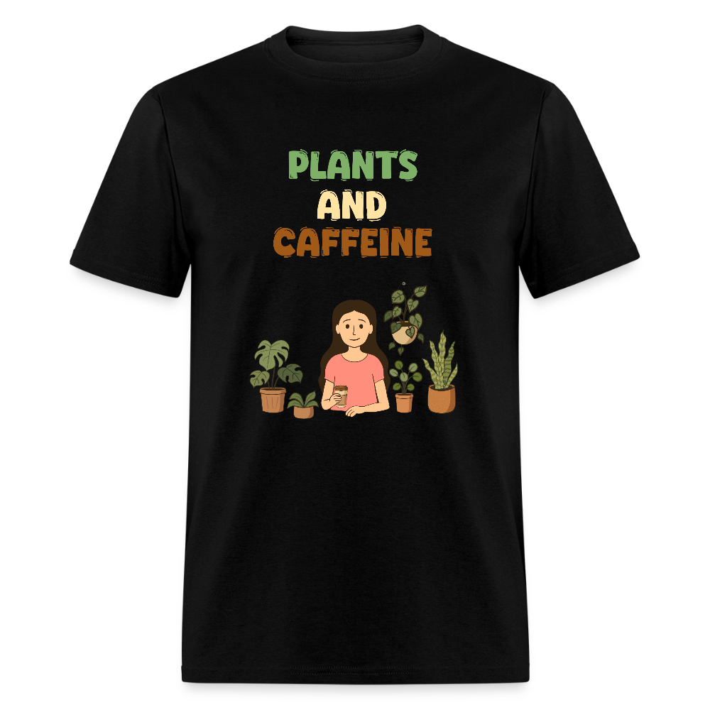 Plants and Caffeine: Botanical Graphic T-Shirt - black