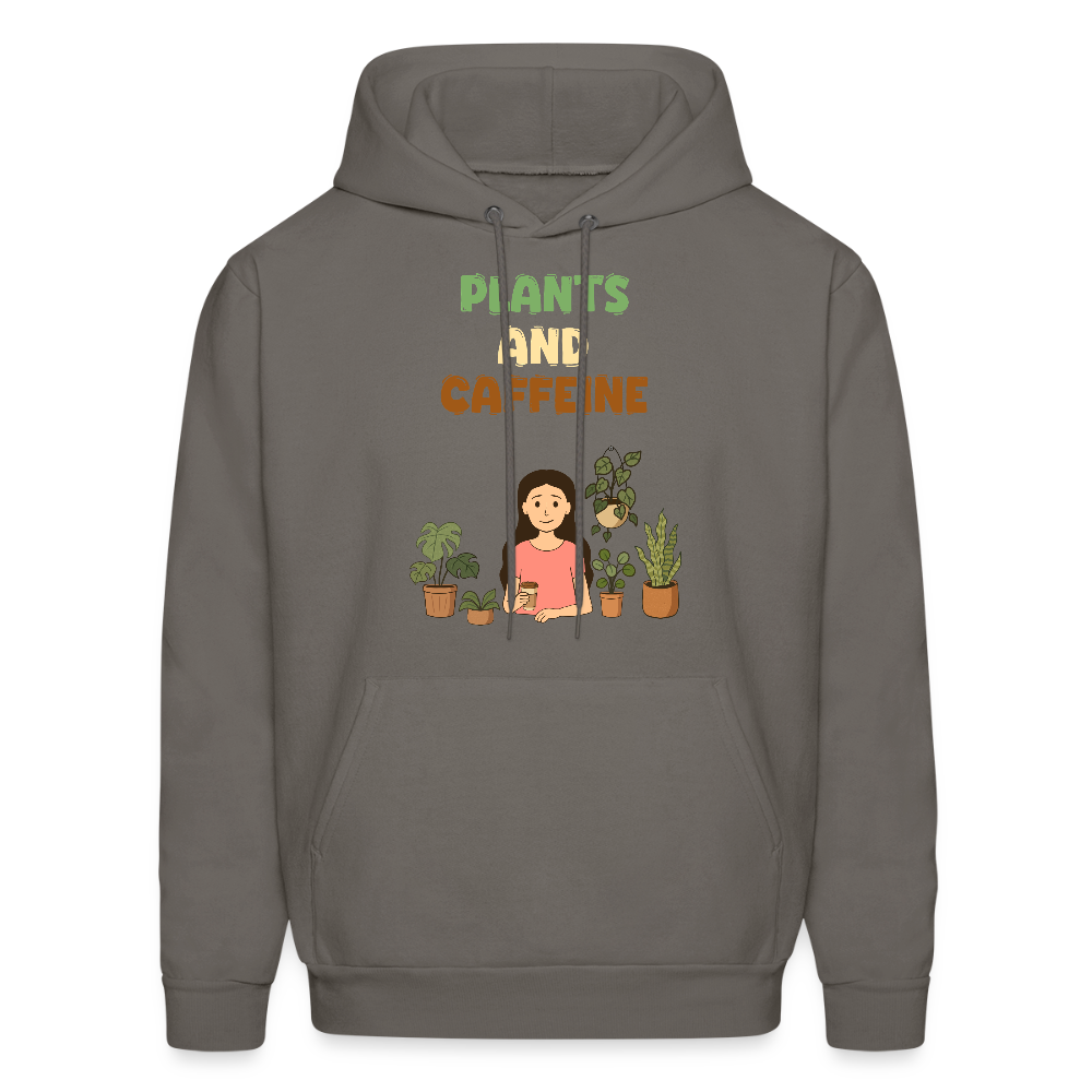 Plants and Caffeine: Cozy Botanical Hoodie - asphalt gray