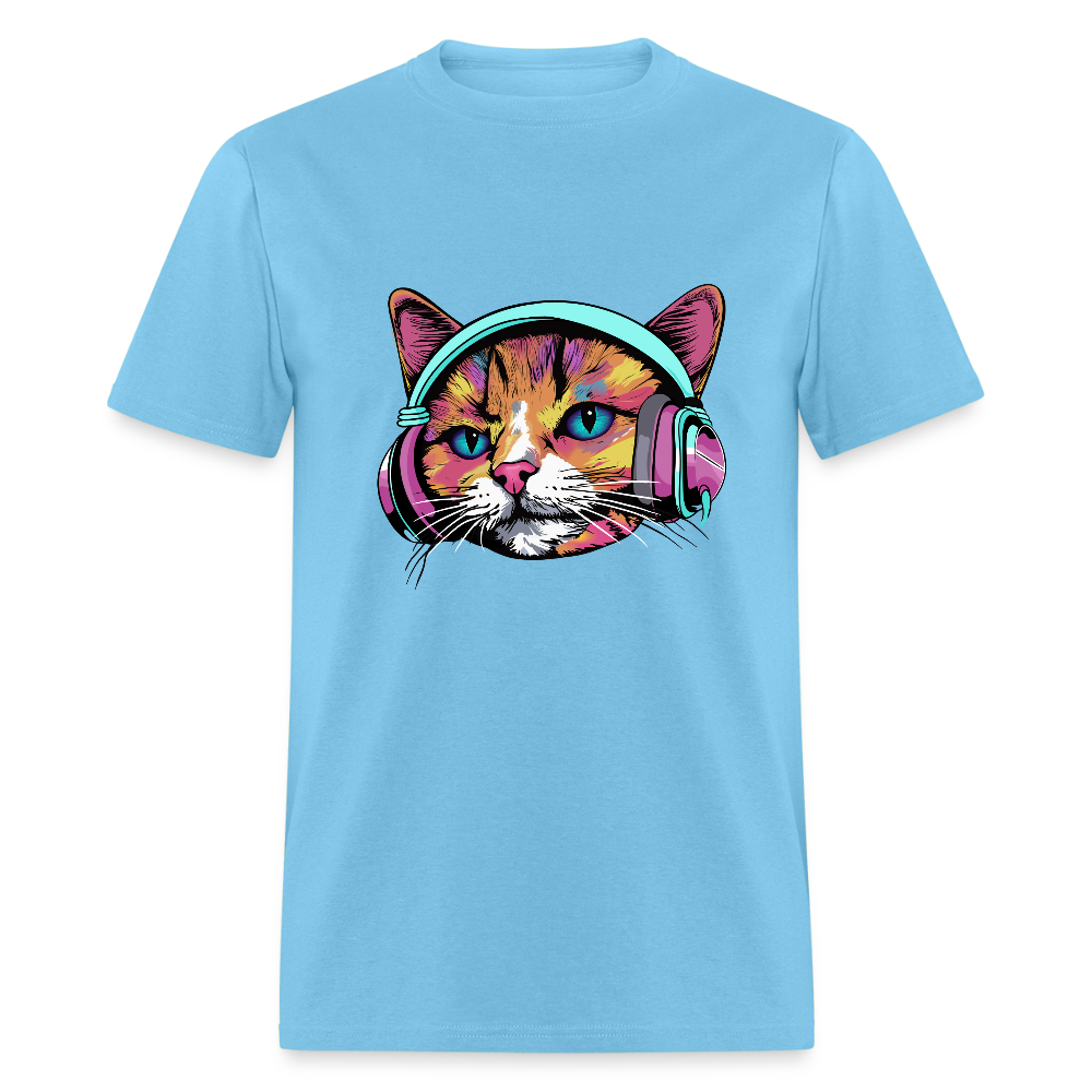 Beat Drop Cat T-Shirt - aquatic blue