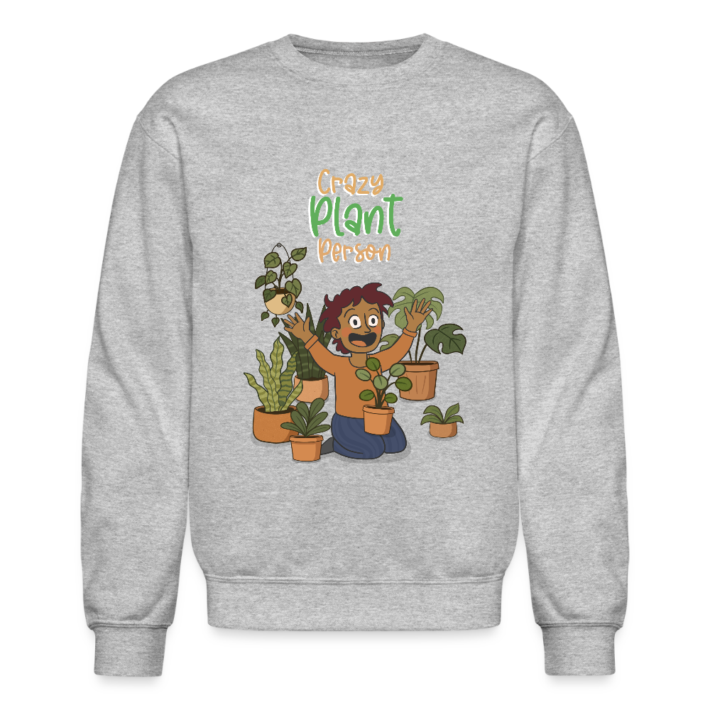 Crazy Plant Person Crewneck Sweatshirt - heather gray