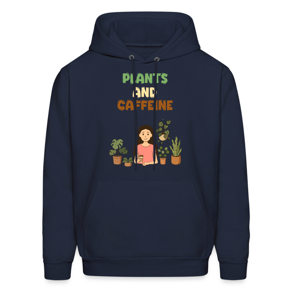 Plants and Caffeine: Cozy Botanical Hoodie - navy