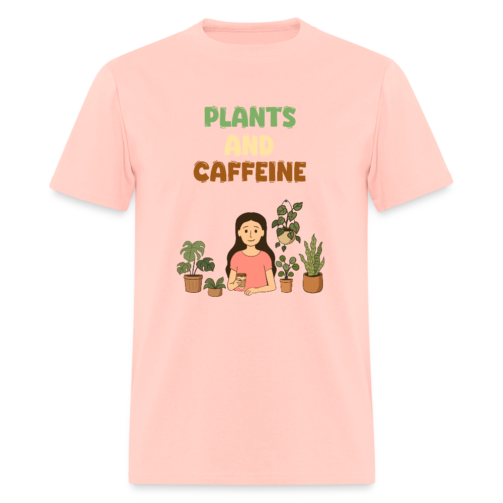 Plants and Caffeine: Botanical Graphic T-Shirt - blush pink