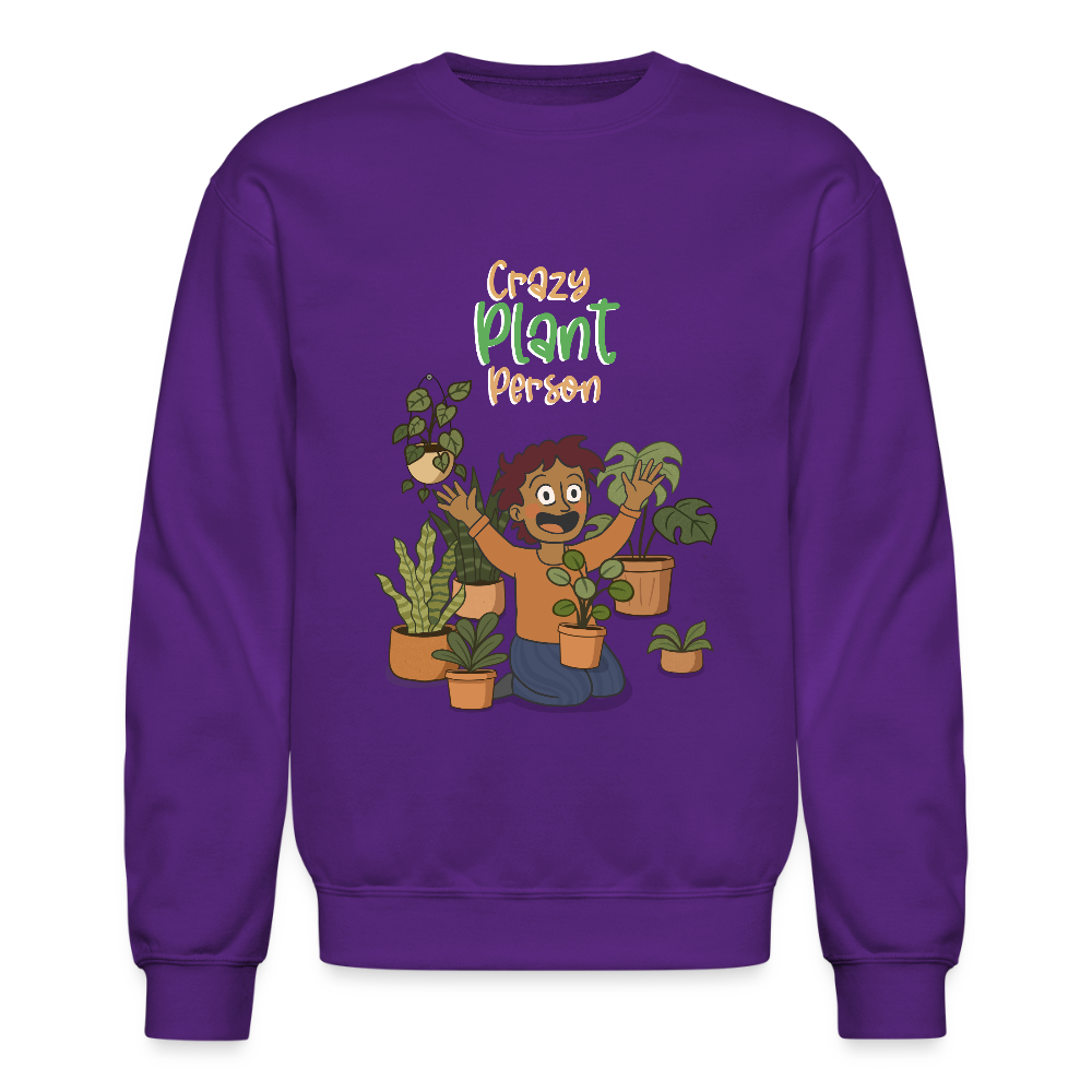 Crazy Plant Person Crewneck Sweatshirt - purple