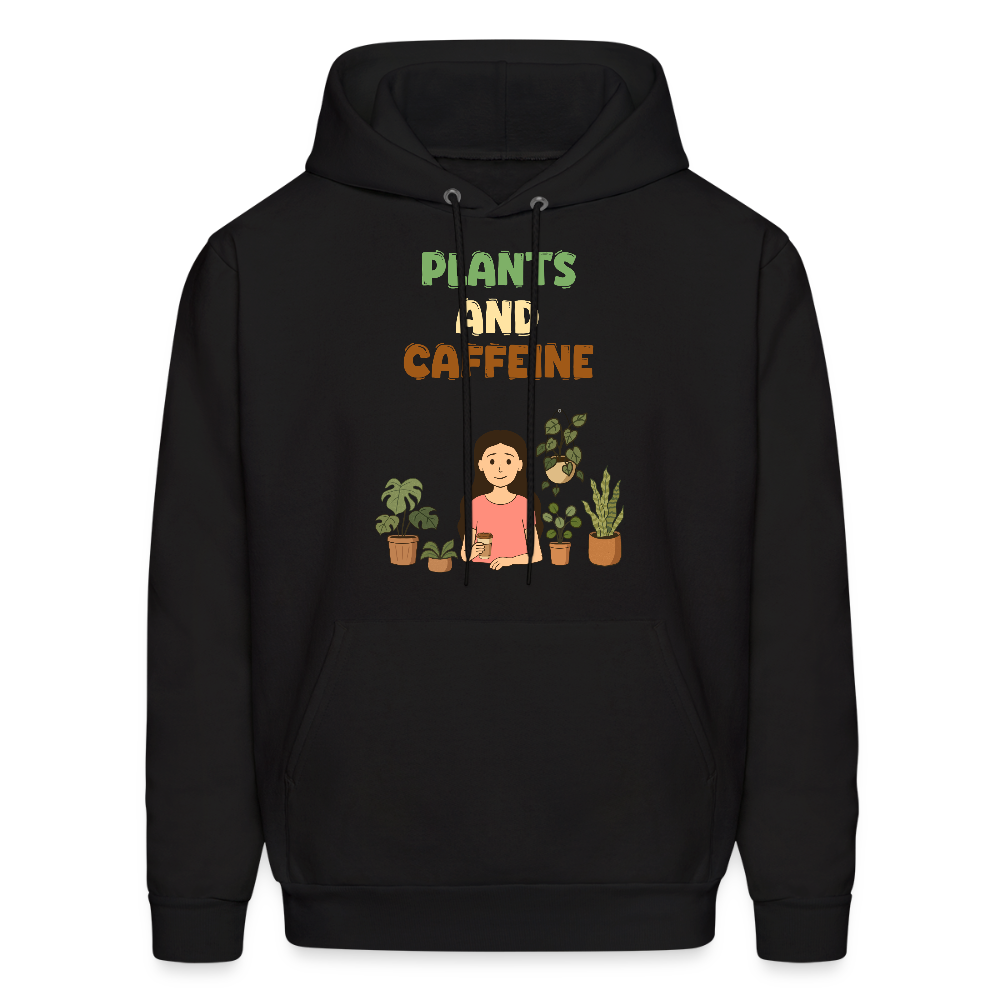 Plants and Caffeine: Cozy Botanical Hoodie - black