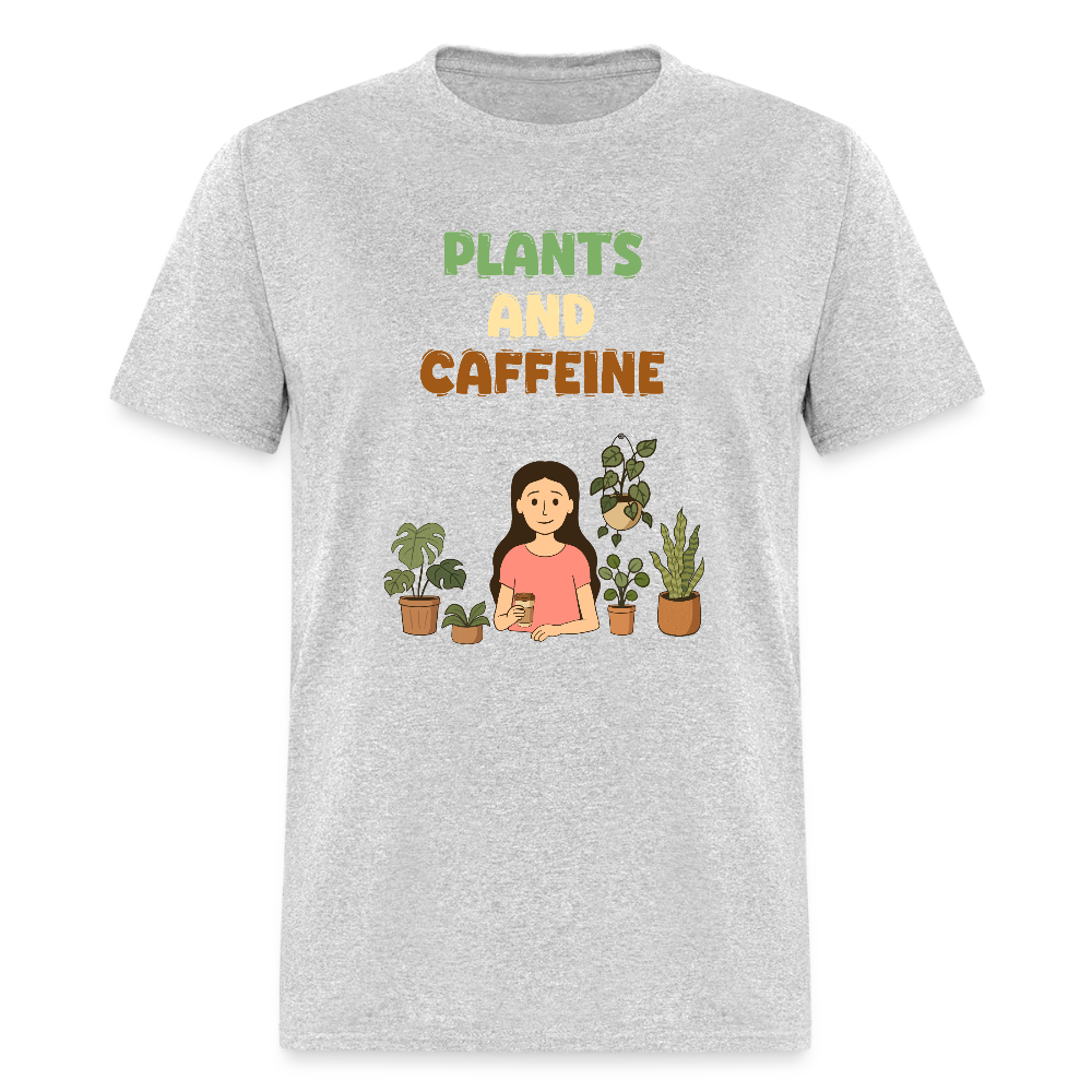 Plants and Caffeine: Botanical Graphic T-Shirt - heather gray