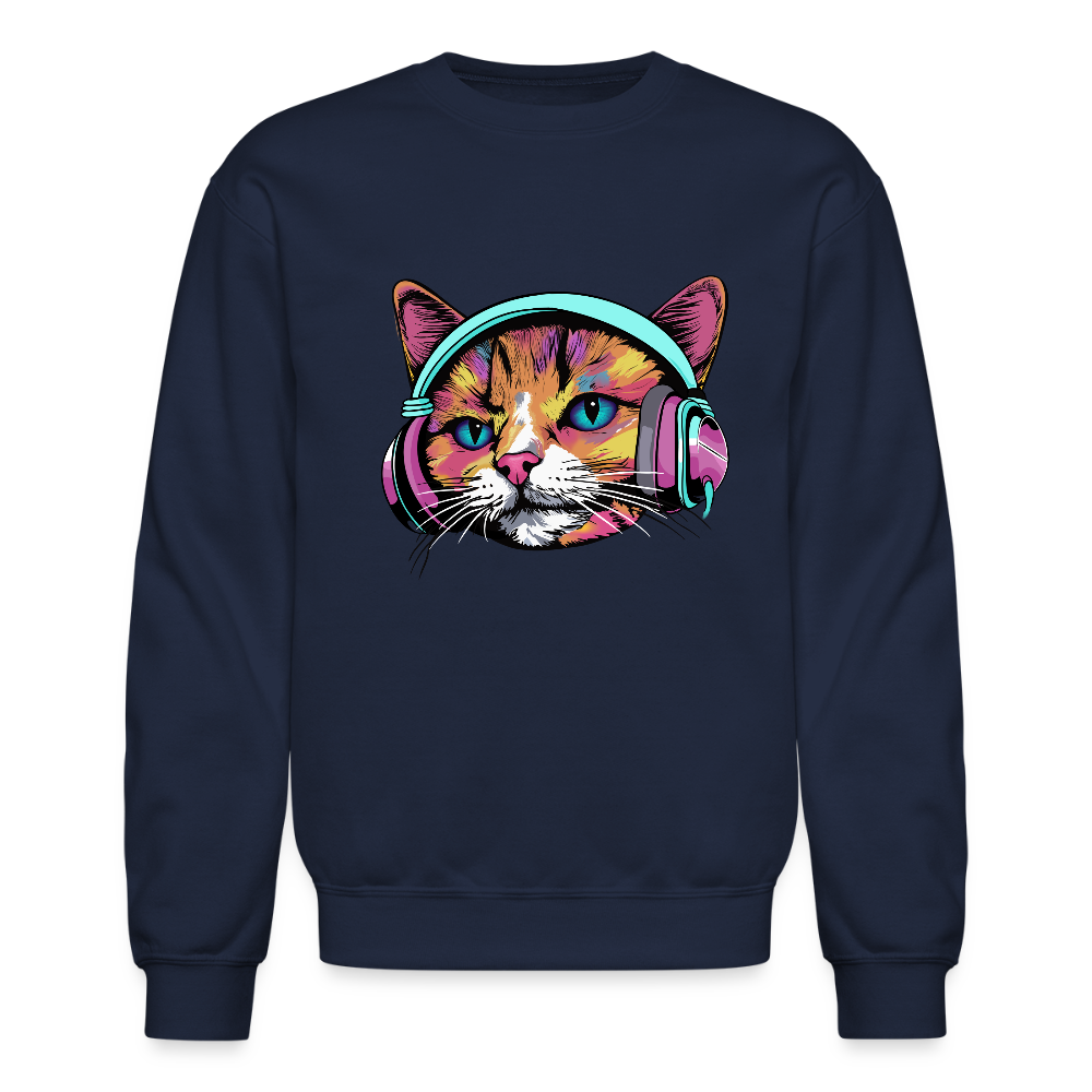 Beat Drop Cat Sweatshirt - navy