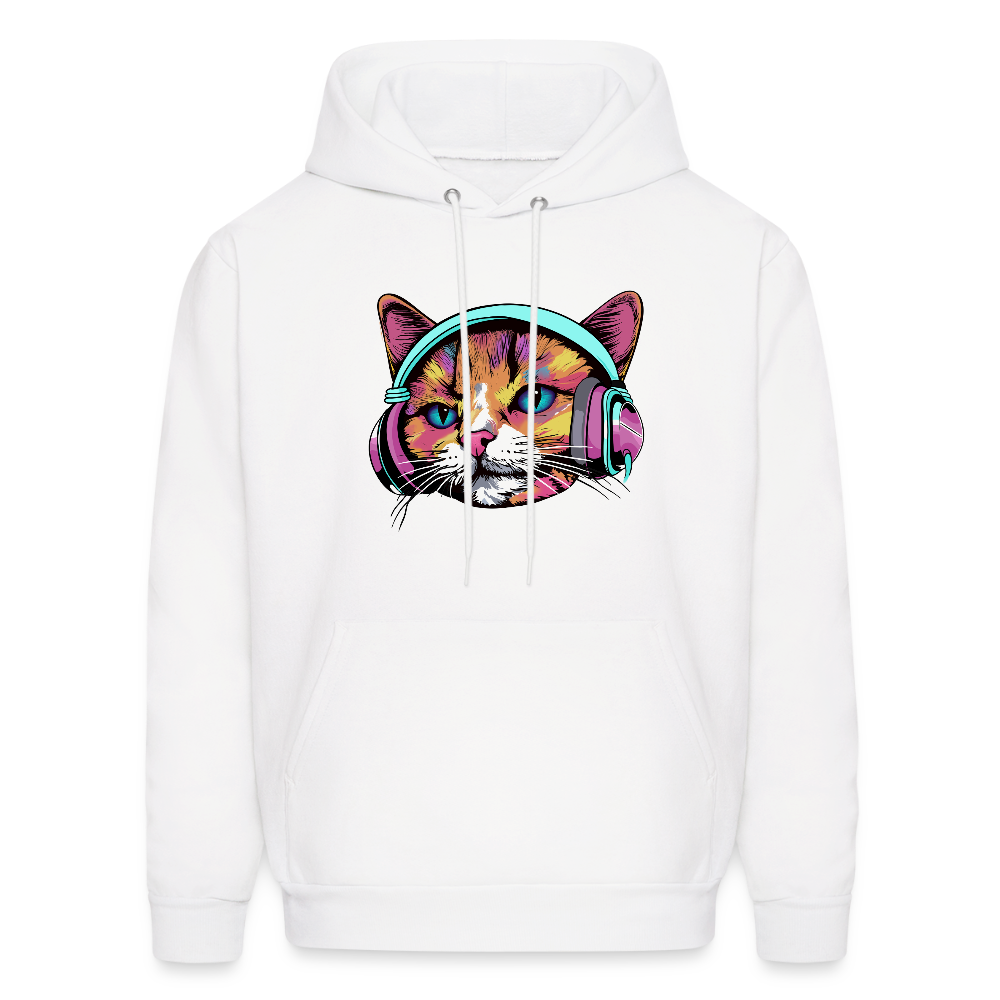 Beat Drop Cat Hoodie - white