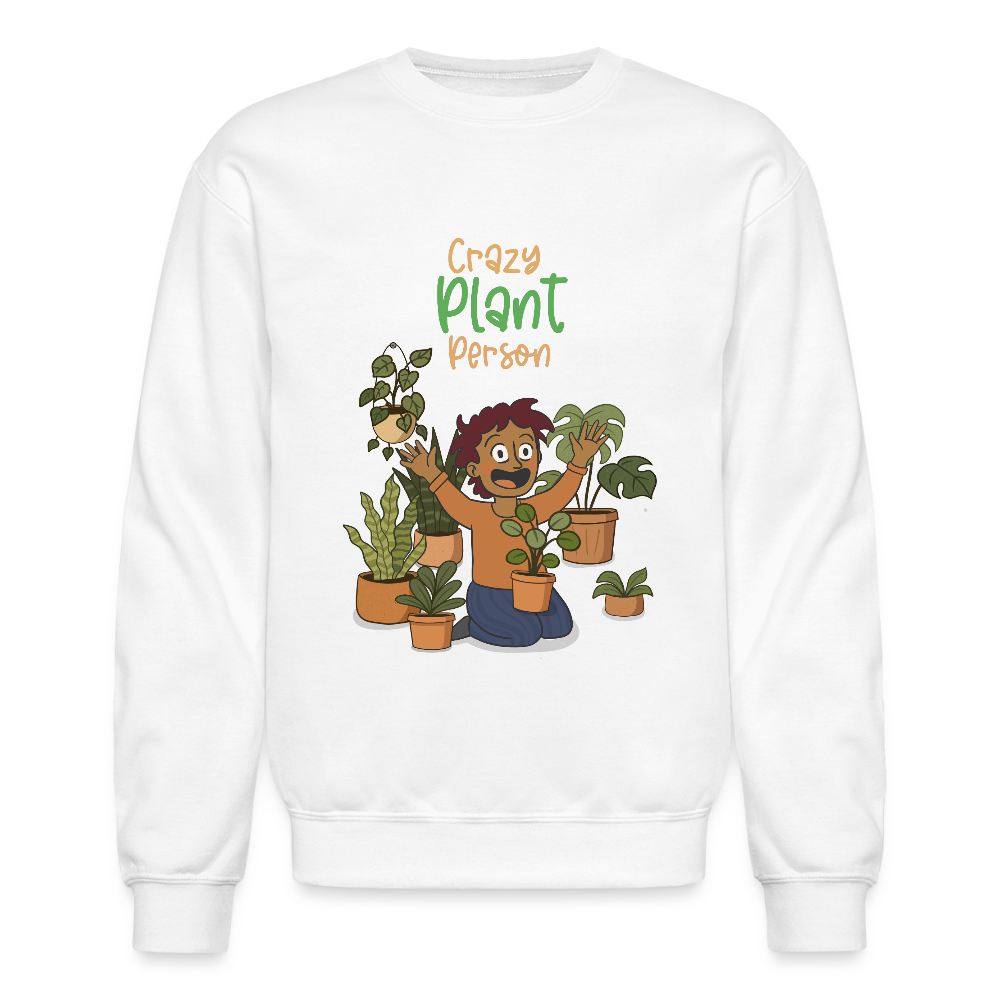 Crazy Plant Person Crewneck Sweatshirt - white