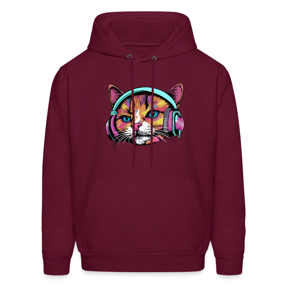 Beat Drop Cat Hoodie - burgundy