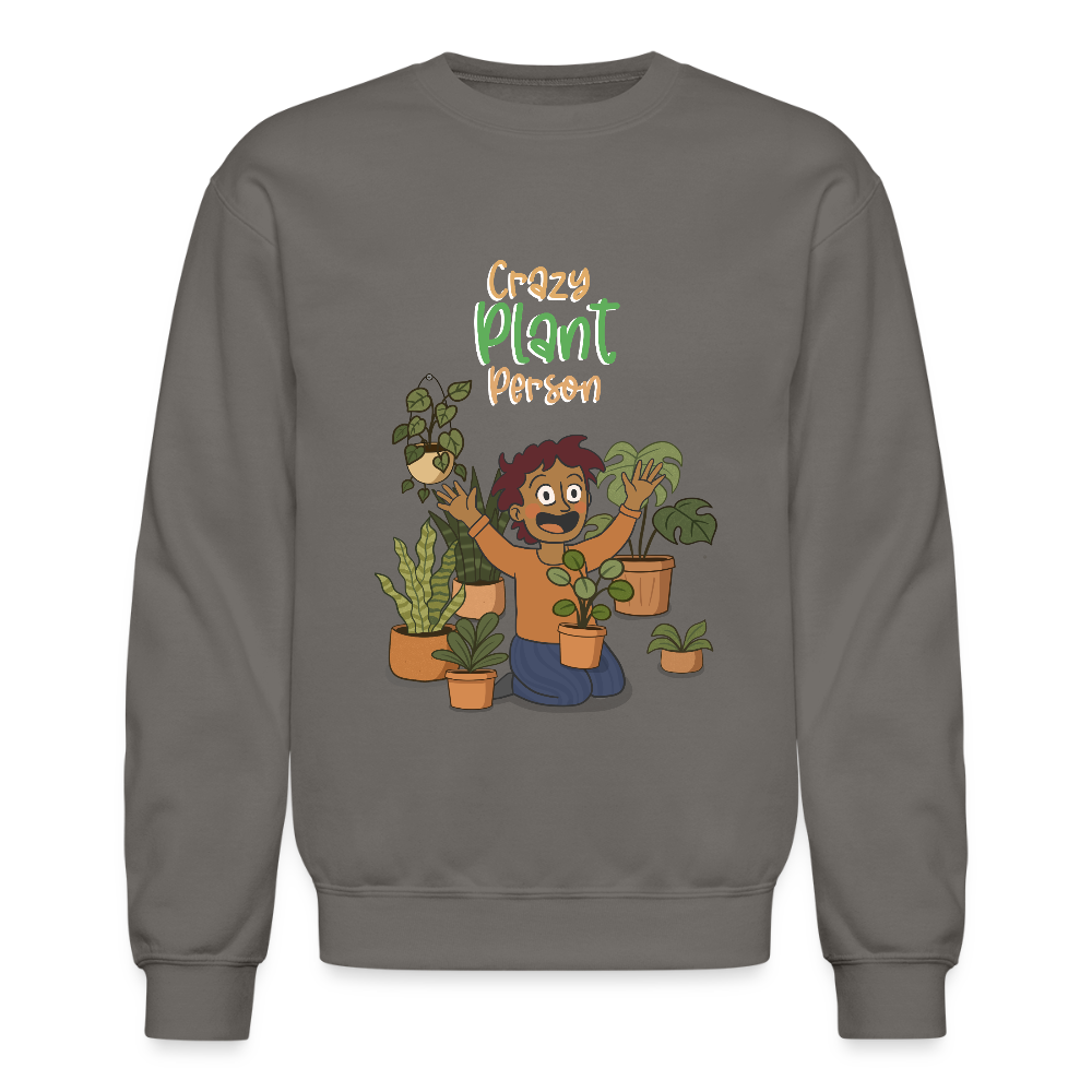 Crazy Plant Person Crewneck Sweatshirt - asphalt gray