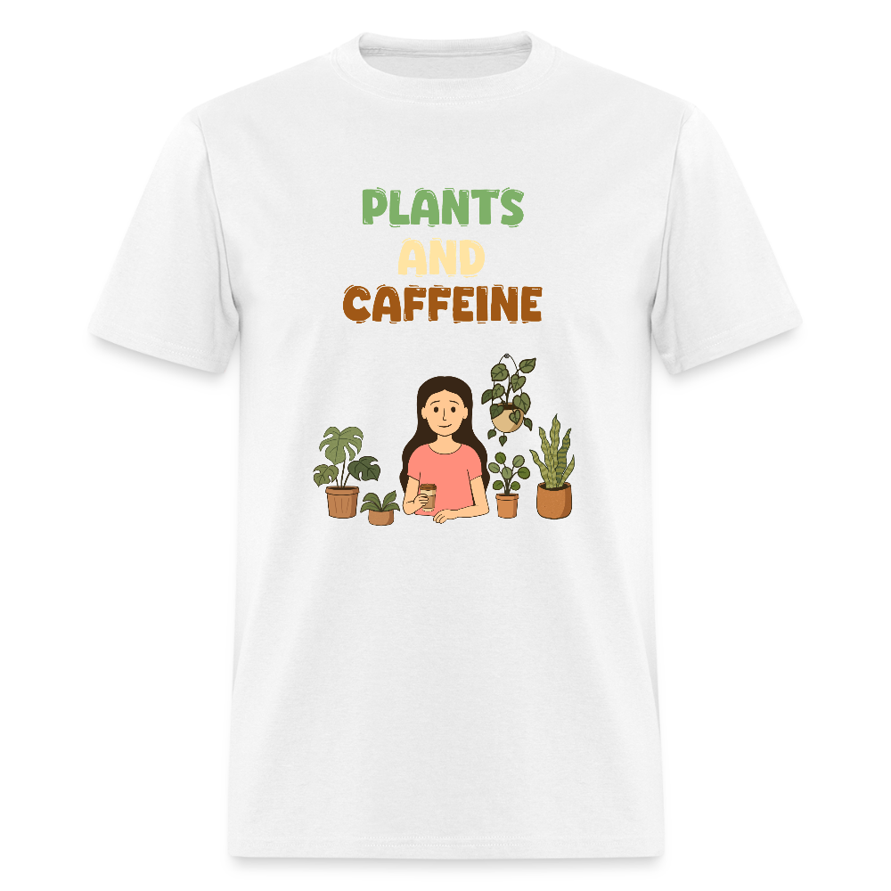 Plants and Caffeine: Botanical Graphic T-Shirt - white