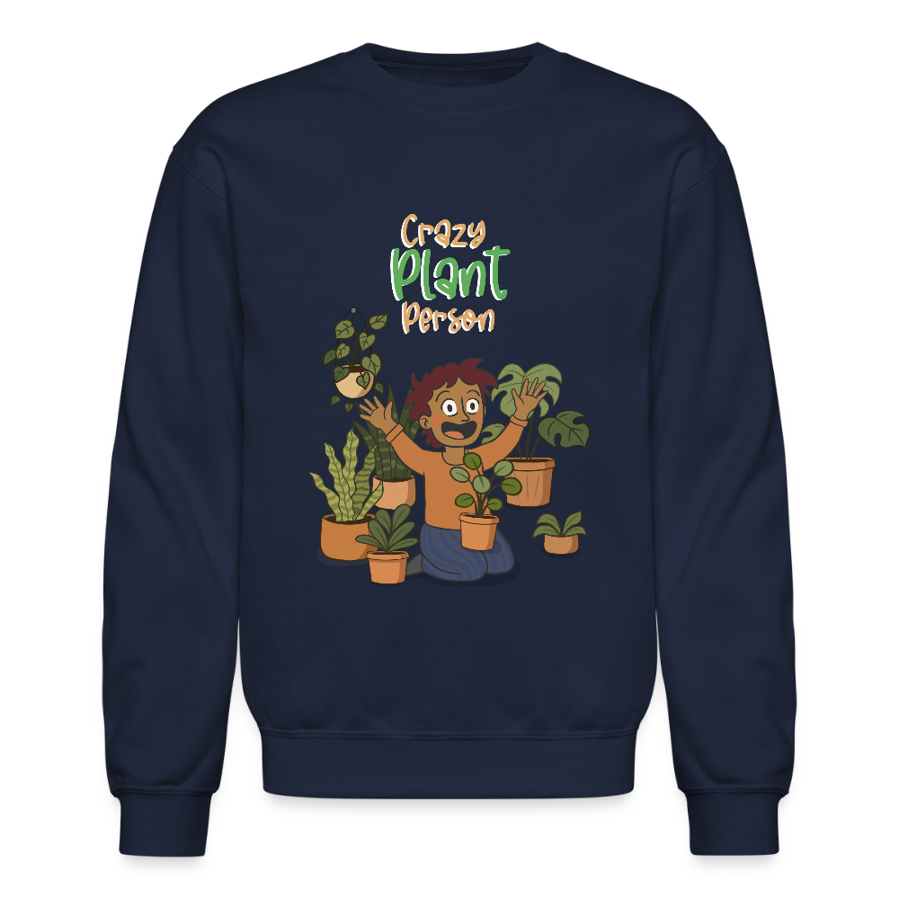 Crazy Plant Person Crewneck Sweatshirt - navy