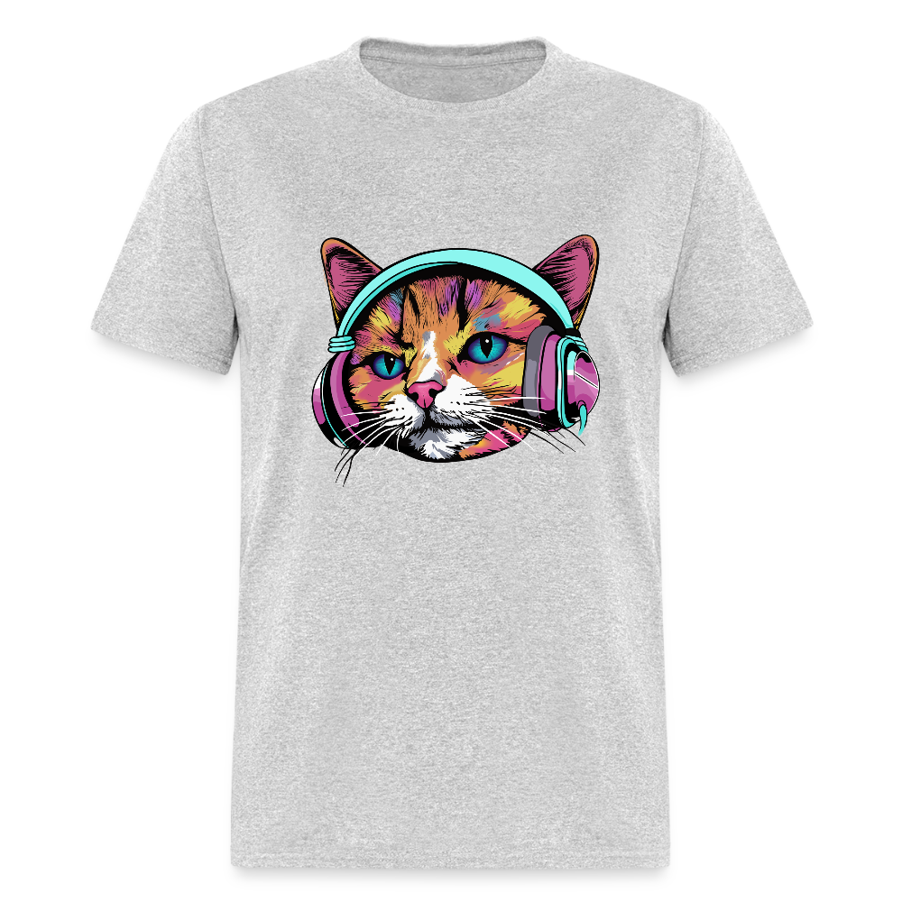 Beat Drop Cat T-Shirt - heather gray