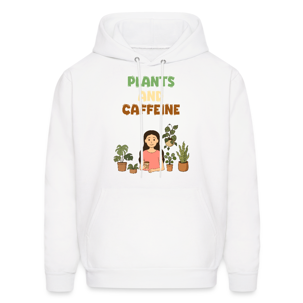 Plants and Caffeine: Cozy Botanical Hoodie - white
