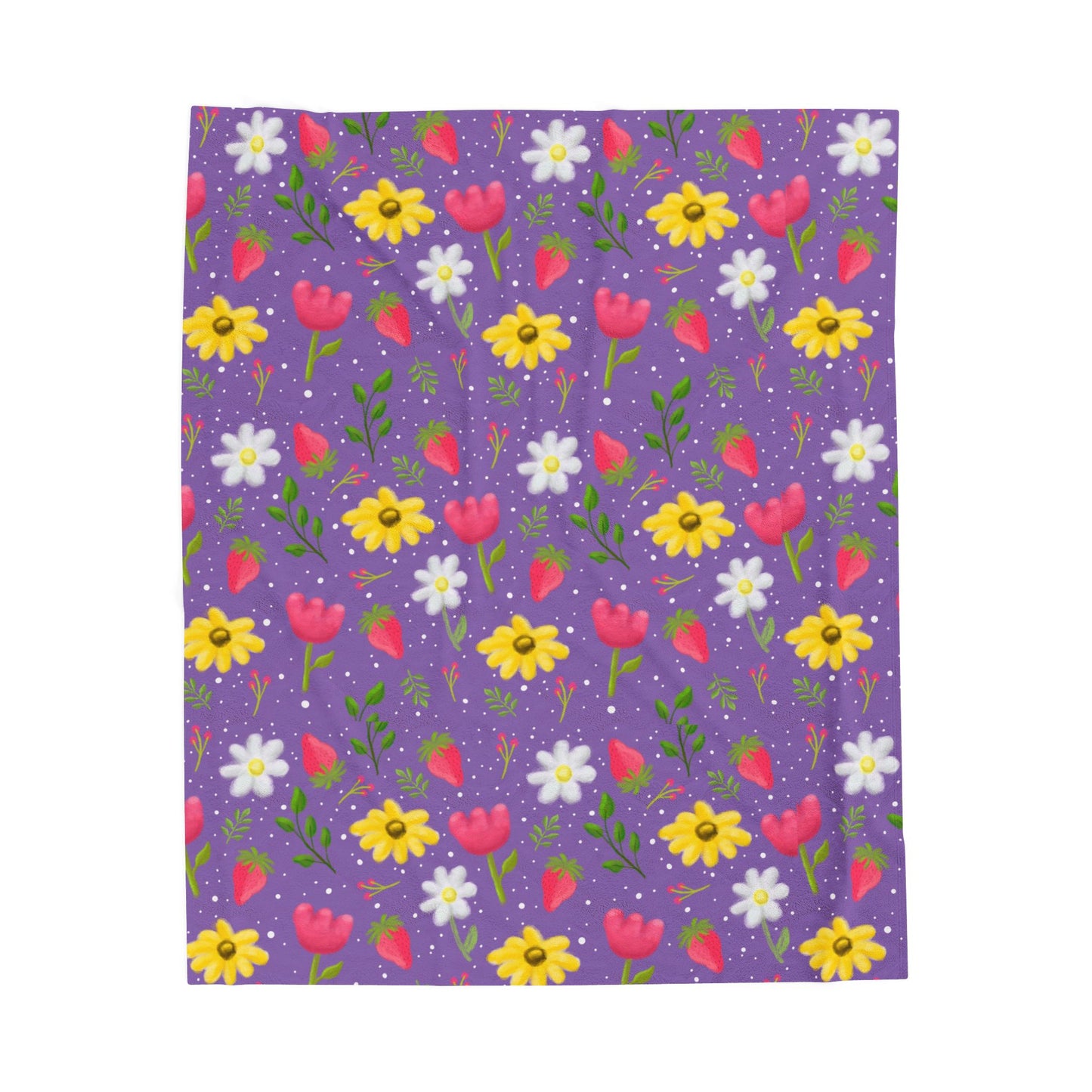 Berry Floral Velveteen Plush Blanket