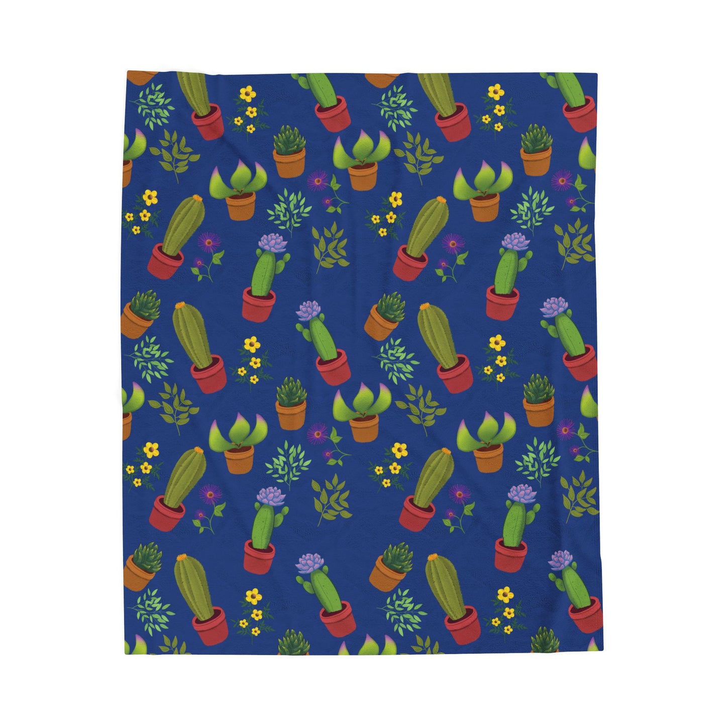 Cactus and Friends Velveteen Plush Blanket