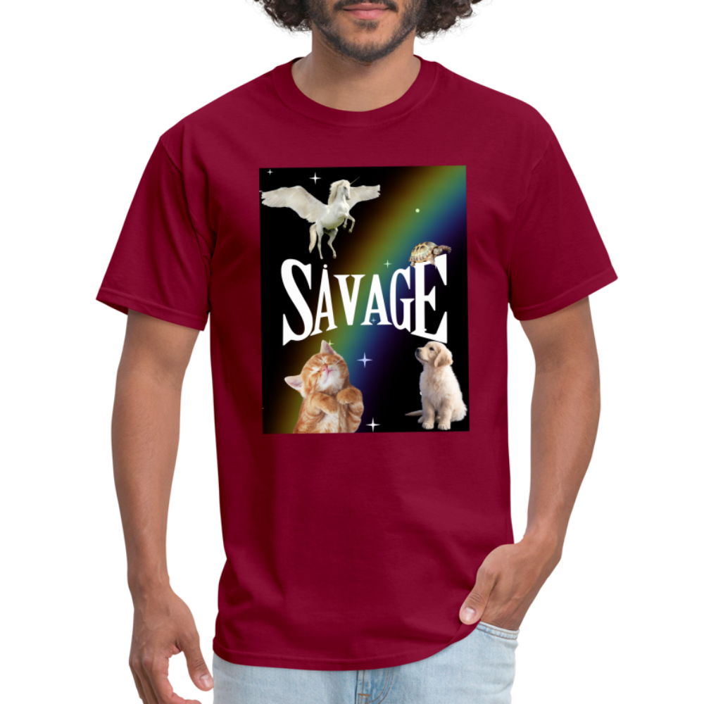 Pretty Savage Unisex Fruit of the Loom Classic T-Shirt - burgundy