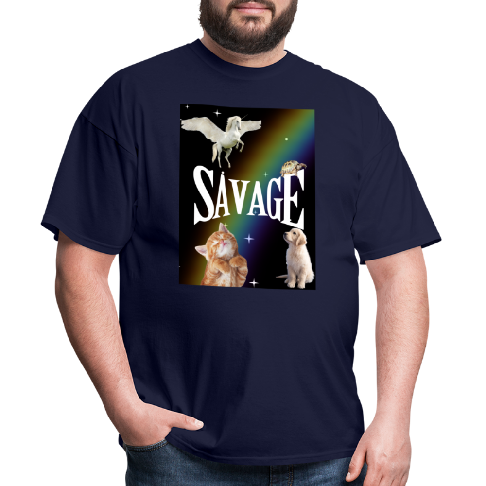 Pretty Savage Unisex Fruit of the Loom Classic T-Shirt - navy