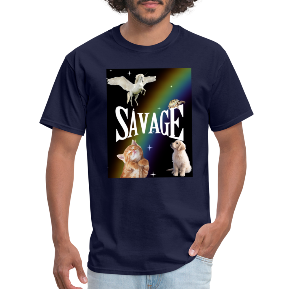 Pretty Savage Unisex Fruit of the Loom Classic T-Shirt - navy