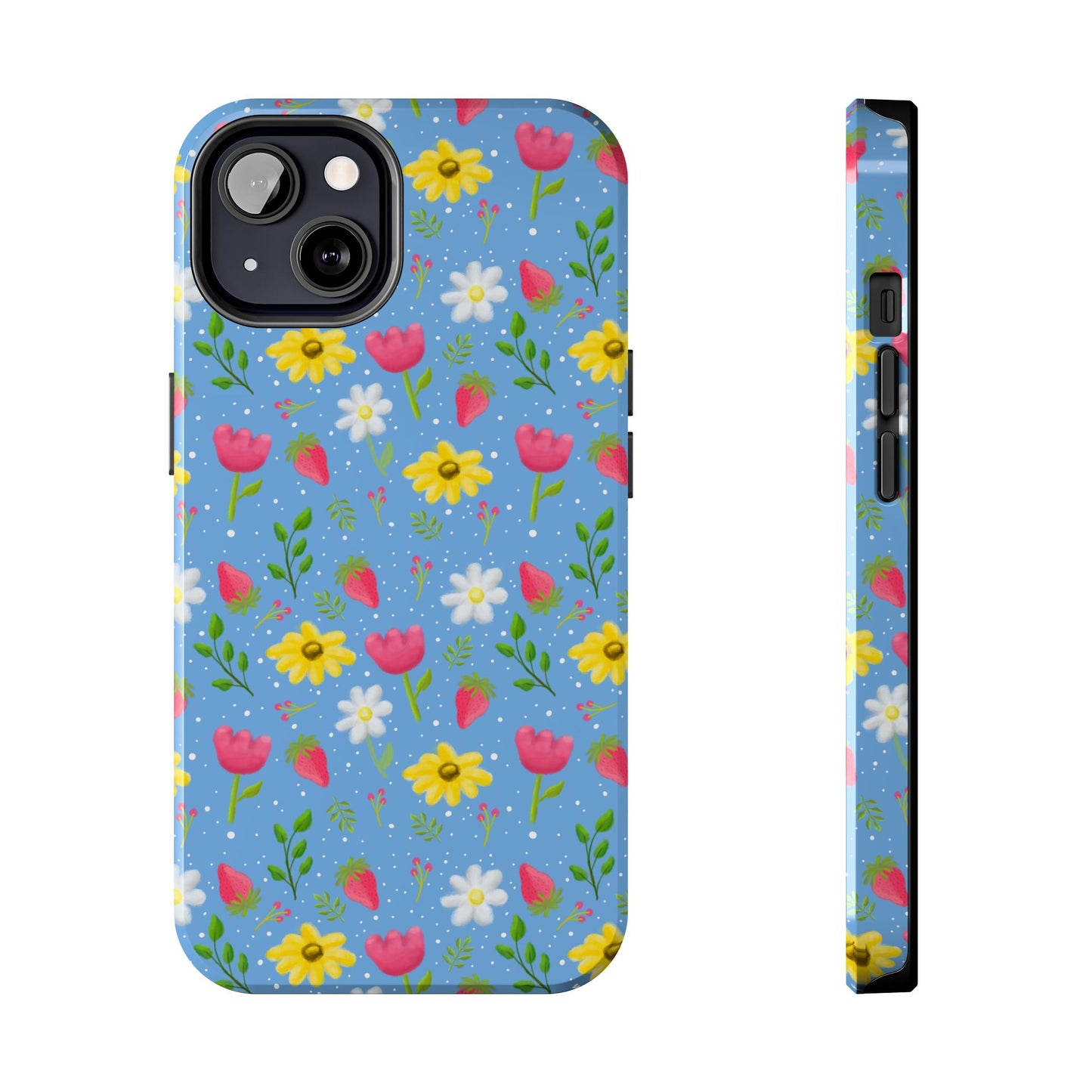 Berry Floral Tough Phone Case - Blue