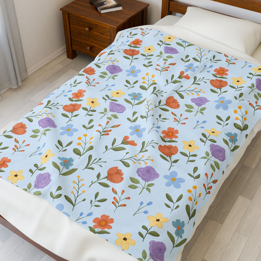 Spring Vibes Velveteen Plush Blanket