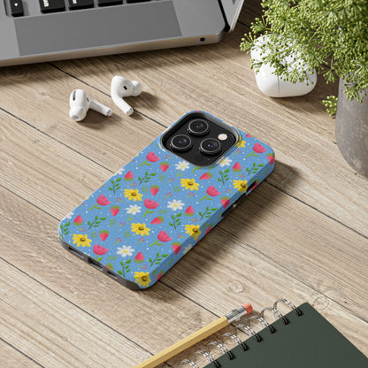 Berry Floral Tough Phone Case - Blue