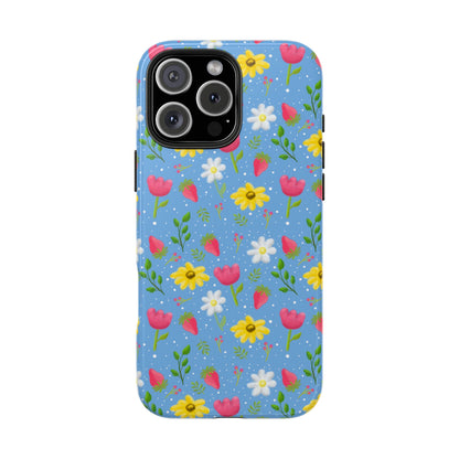 Berry Floral Tough Phone Case - Blue