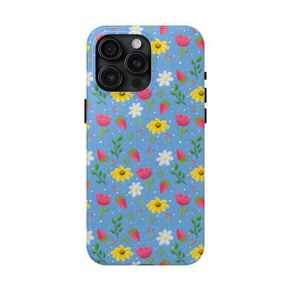 Berry Floral Tough Phone Case - Blue