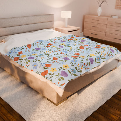 Spring Vibes Velveteen Plush Blanket