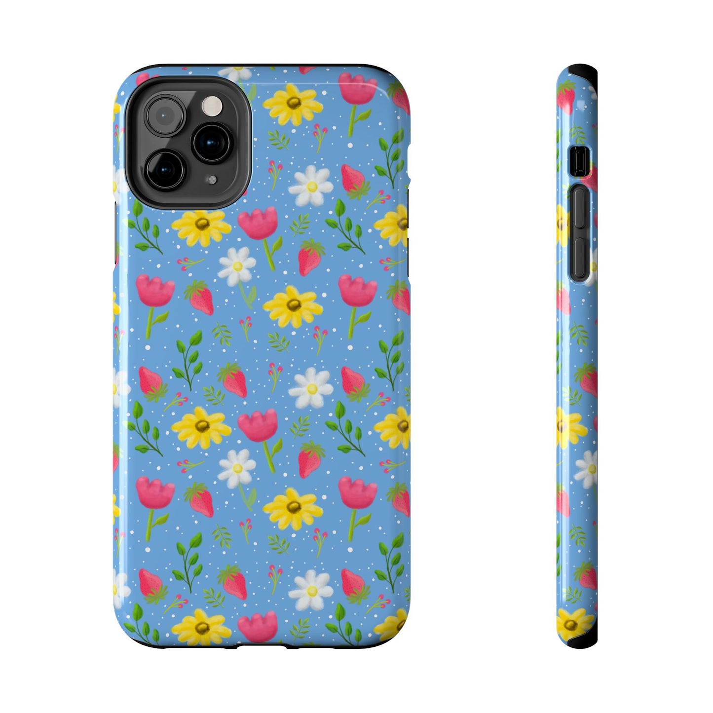 Berry Floral Tough Phone Case - Blue